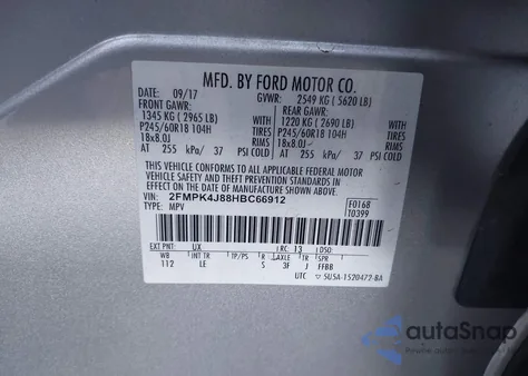 2017 Ford Edge Sel from USA, damaged, VIN 2FMPK4J88HBC66912
